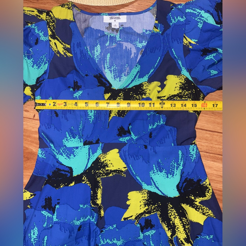 Christopher John Rogers Floral print tiered maxi dress Puff Sleeve Size 6 NWOT - Picture 10 of 16